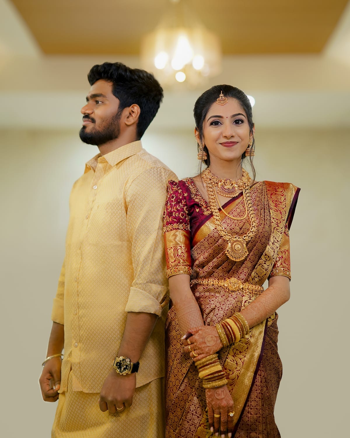 A Tamil Brahmin couple photographed by LNC Photography in Chennai